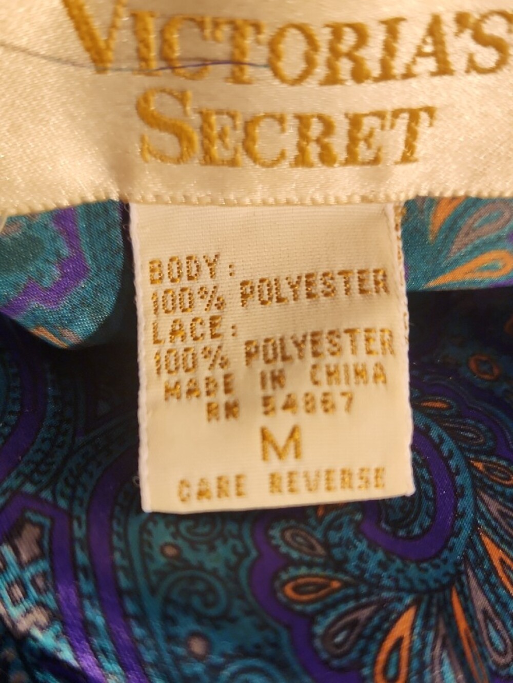 Victoria's Secret Teal & Purple Paisley Satin Lace Chemise - Picture 10 of 11